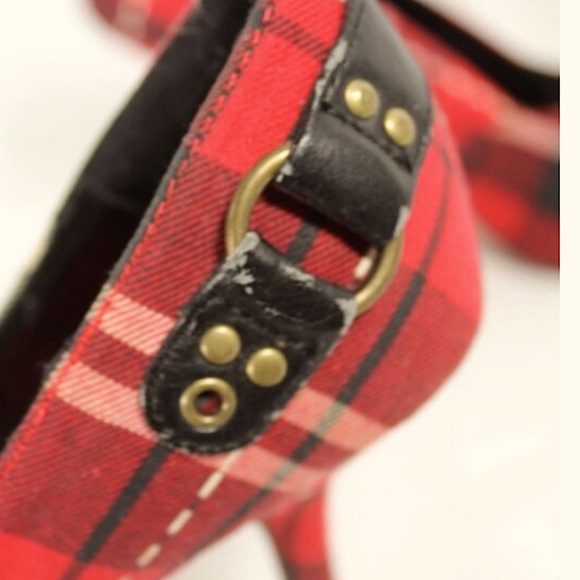 Wild Rose Y2K Vintage style (7.5) Red Tartan Plaid Pointy Toed High Heels NWOT - Picture 5 of 12